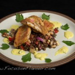 Red Mullet with Coconut Lime Sauce and Puy Lentil Salad