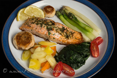 Salmon stuffed with Pine Nuts and Herbs