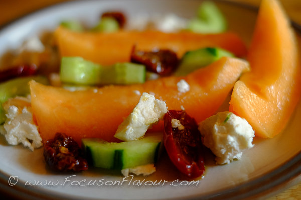 Melon, Cucumber, Goats Cheese, Sundried Tomatoes