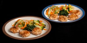 Thai Salmon Patties with Pickled Vegetable Ribbons
